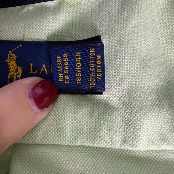 Ralph Lauren 100% Cotton Light Green Long Sleeve Button Down 17 36/37 Pony - Picture 10 of 13